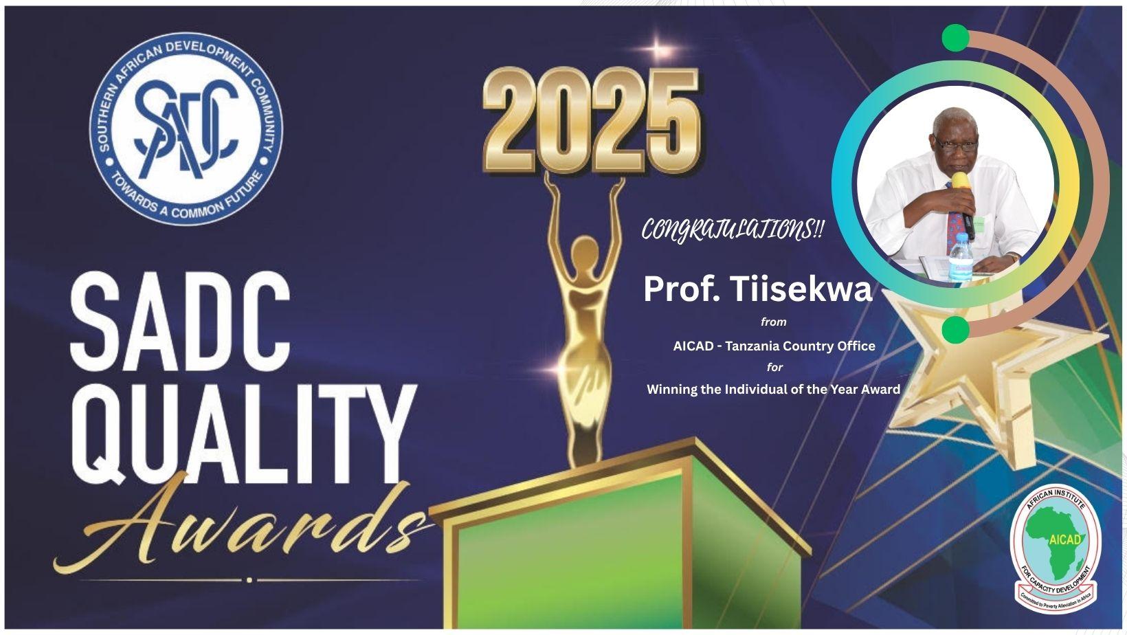 Prof. Tiisekwa Wins SADC Quality Award